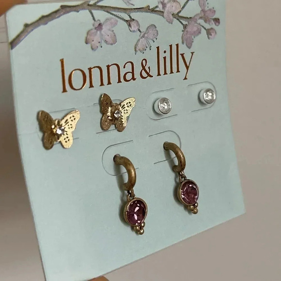 Lonna&Lily Gold and Silver Tone 3-Pc set crystal Butterfly earrings, NEW🌸 - Picture 6 of 6